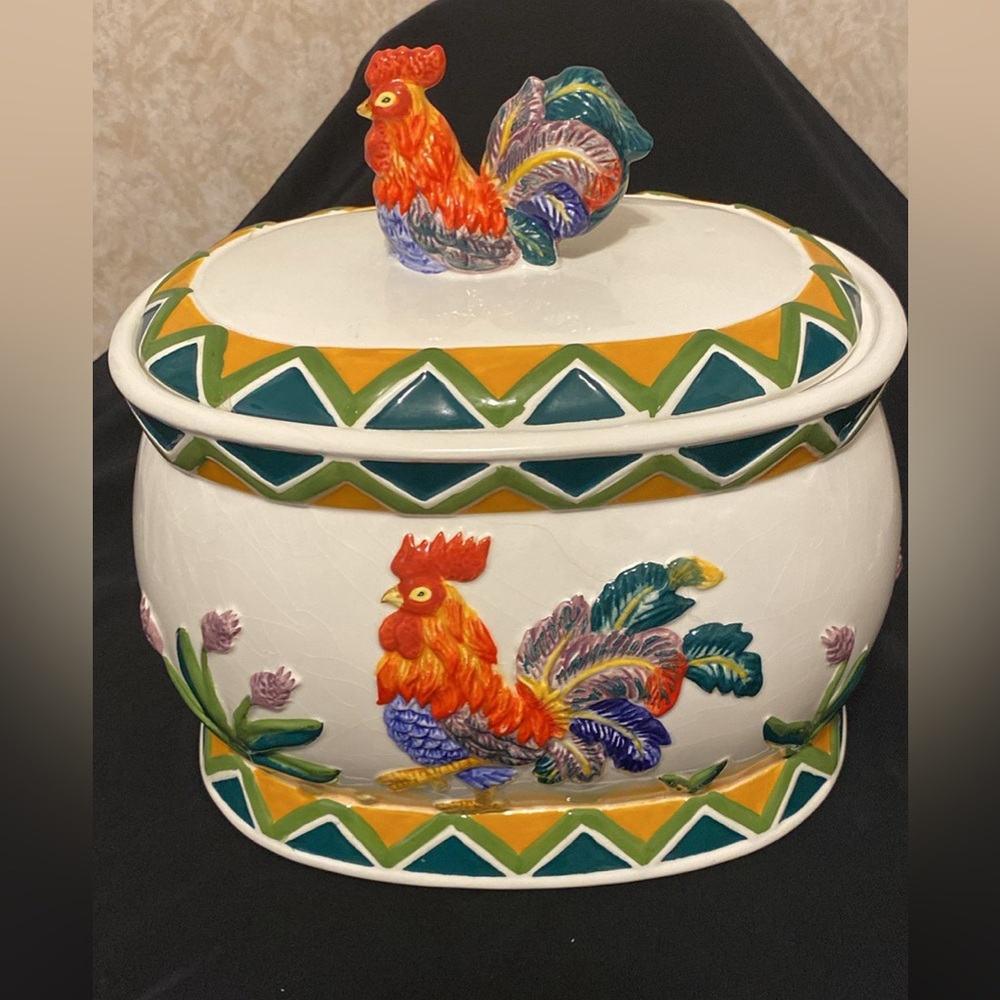 Vintage Ceramic Rooster Cookie Jar by KK Pottery, excellent condition!!!